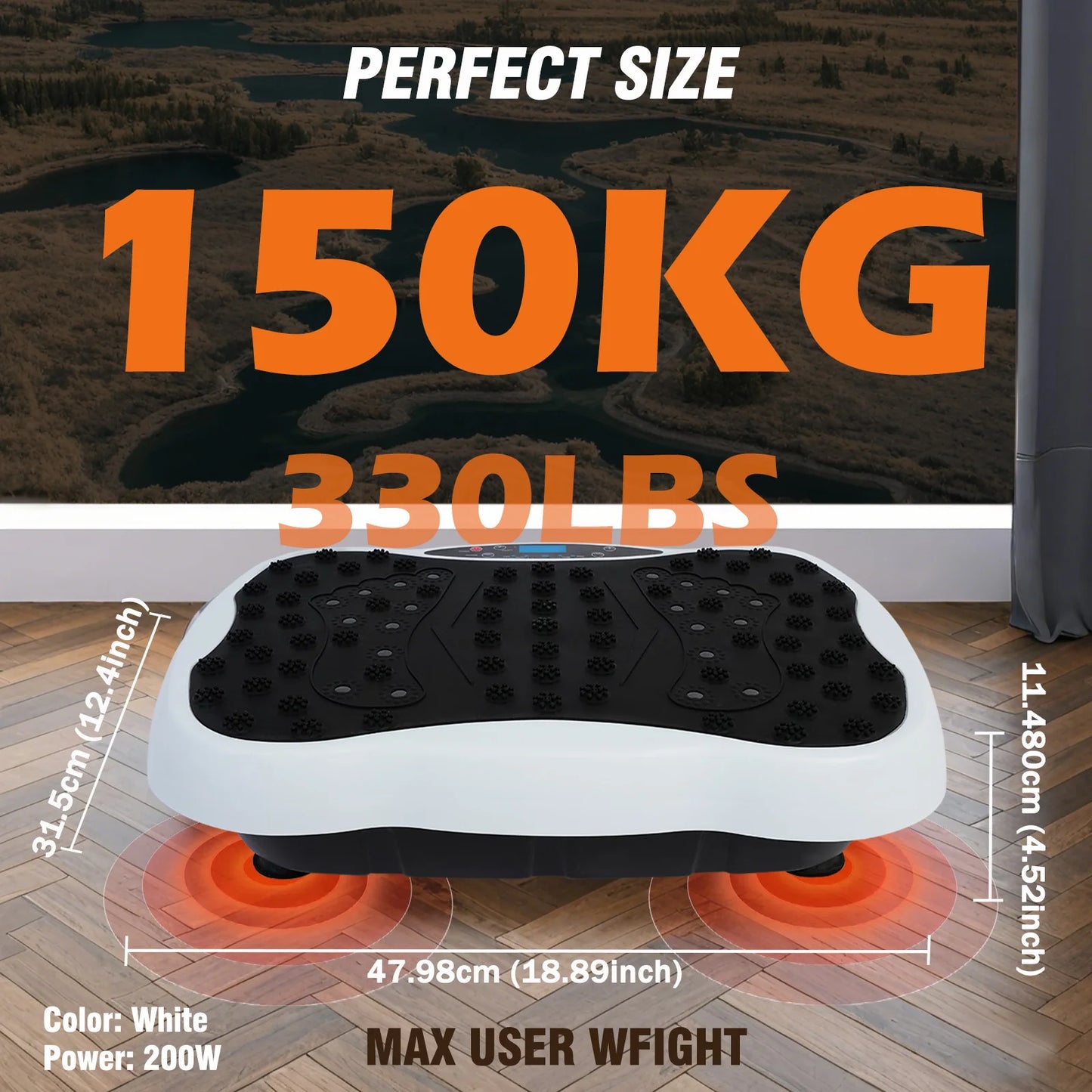 Full-Body Vibration Plate Exercise Machine 330lbs Weight Loss with Resistance Bands & Remote Control
