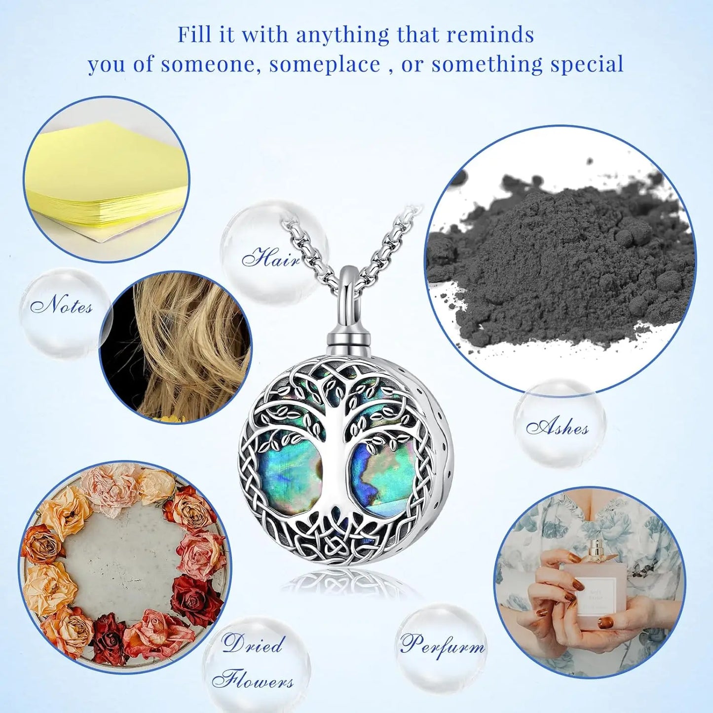 DRINSPER Tree Of Life SeaShell 925 Sterling Silver Urn Necklace