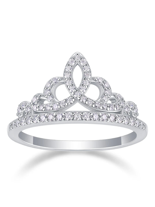 Moissanite Tiara Ring 925 Silver With 18K Gold Finish