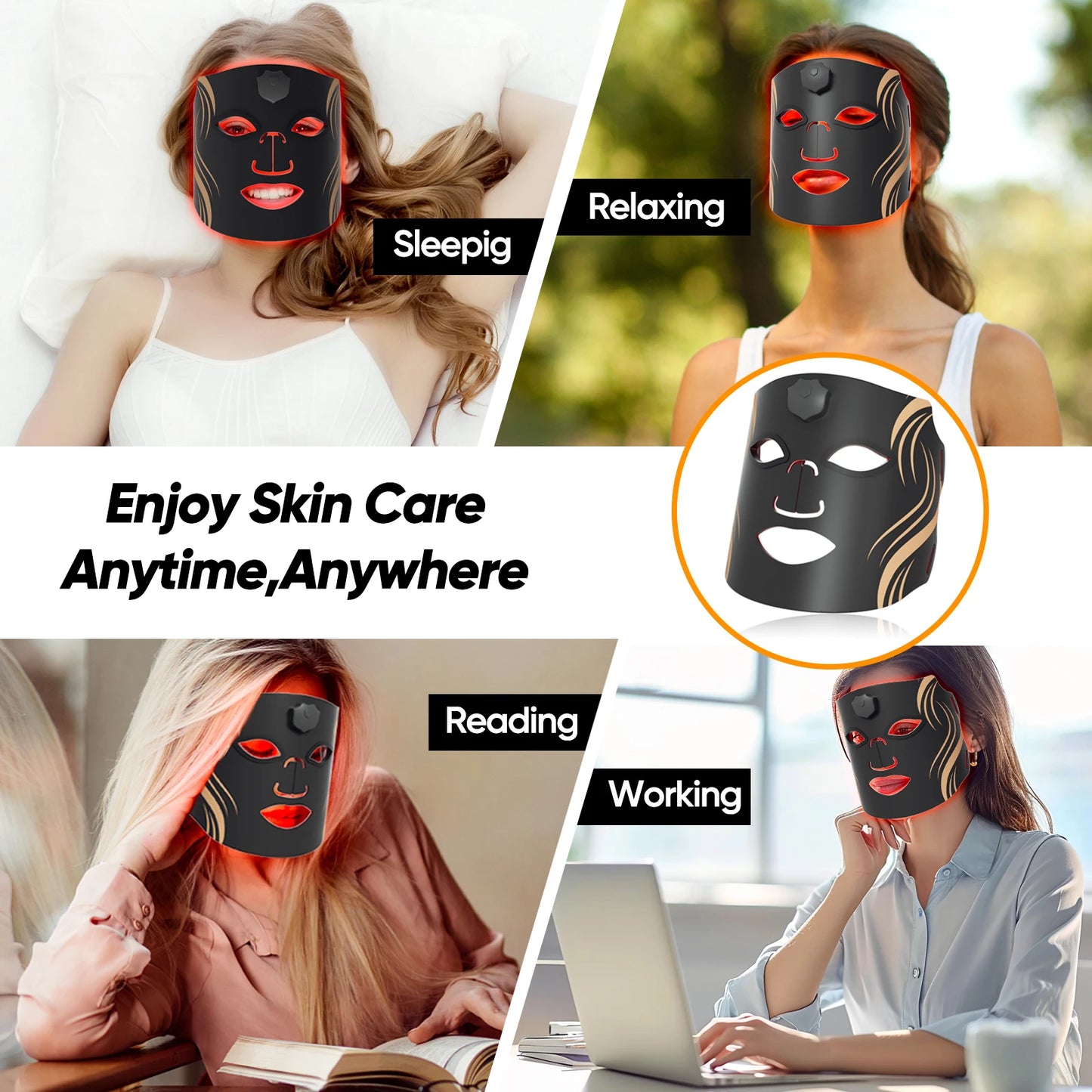 Portable Silicone Rechargeable 7 Wavelengths Light Therapy Mask