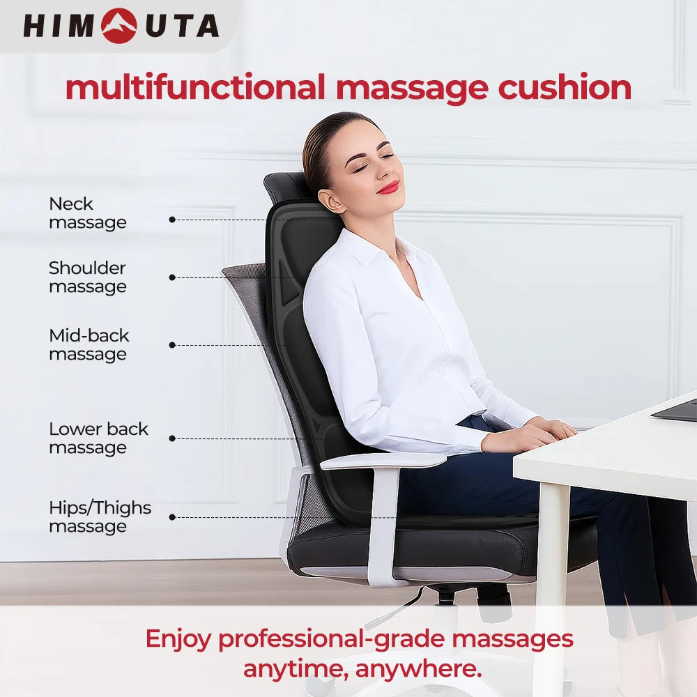 HIMOUTA Electric Full Body Massage Chair Cushion Heated Vibrator