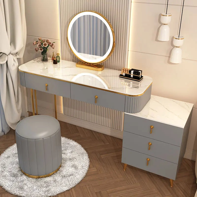 XMSJ French Beauty Vanity Table With LED Light Mirror