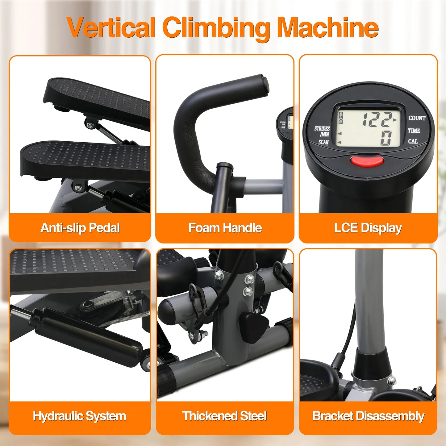 Vibrating Exercise Stepper Machine With LCD Monitor For Home Gym