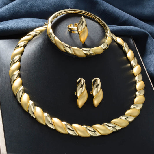 Luxury Dubai Jewelry Set Necklace Ring Earrings Bracelet