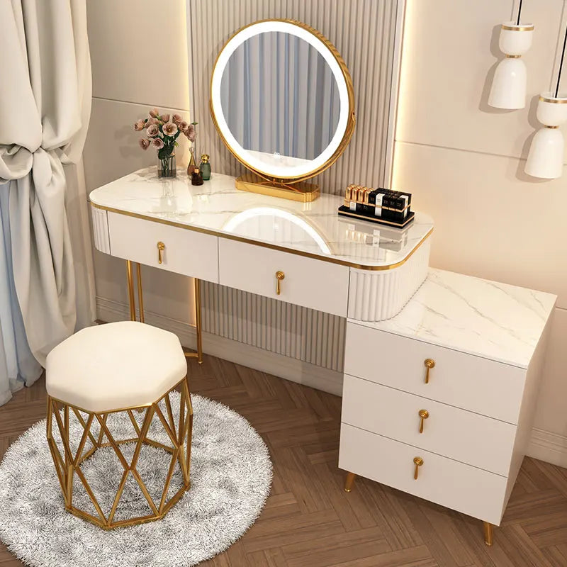 XMSJ French Beauty Vanity Table With LED Light Mirror
