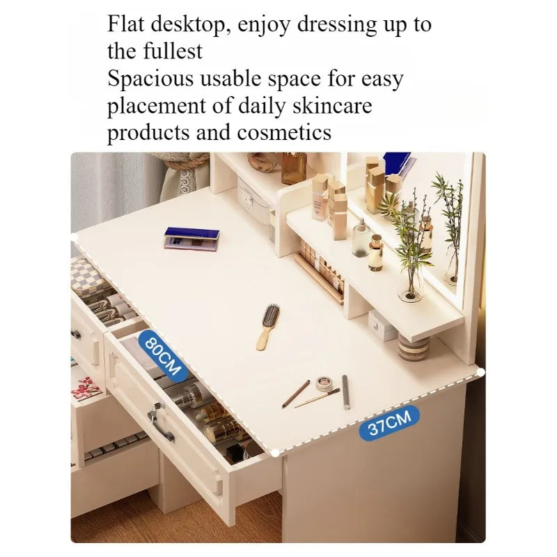 European Minimalist Dressing Table With Integrated Vanity Storage