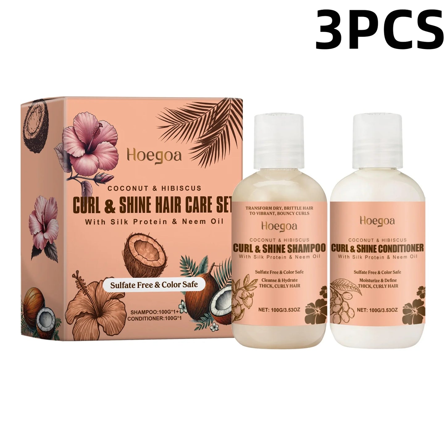 HOEGOA Coconut Hair Care Set Hydrating Shampoo Conditioner