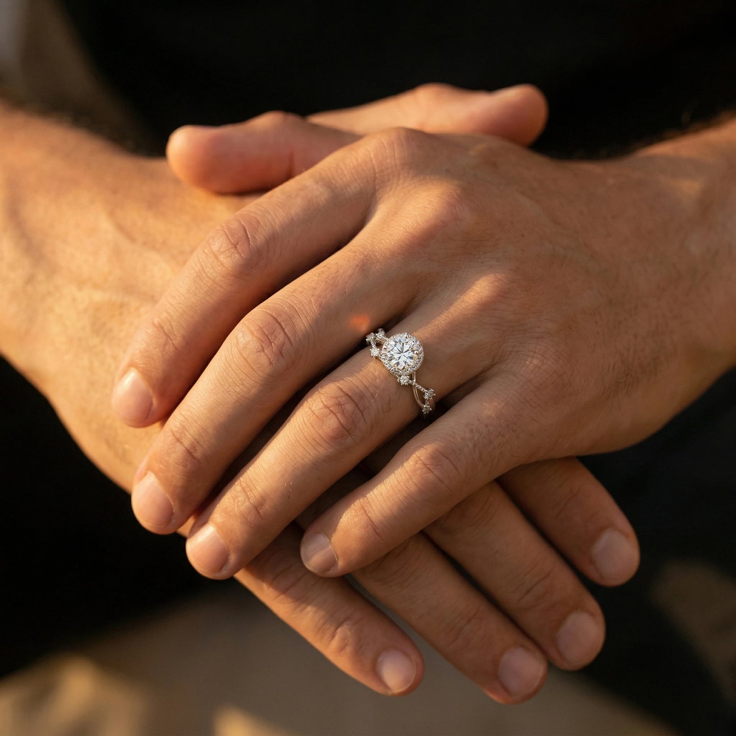 Brilliant Cut Moissanite Engagement Ring In Sterling Silver 925