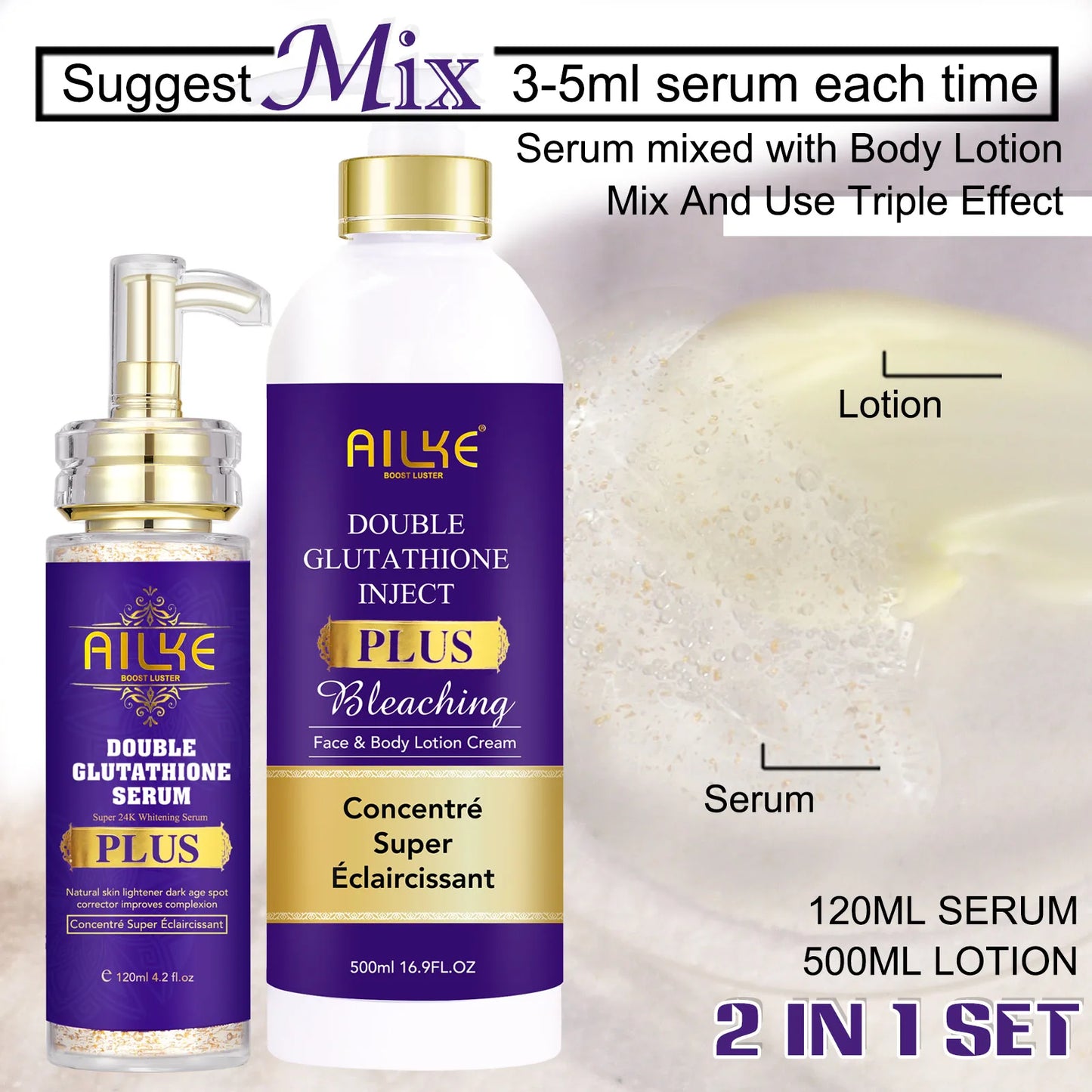 AILKE Double Glutathione Plus Moisturizing Whitening Lotion