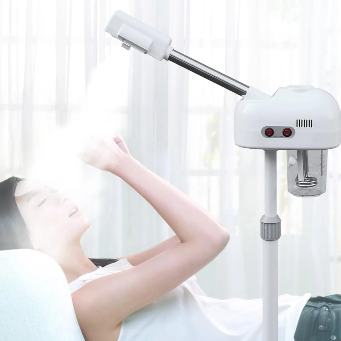 Professional Facial Steamer with 360 Degree Rotating Nozzle for Cleanses Skin Unclogs Pores