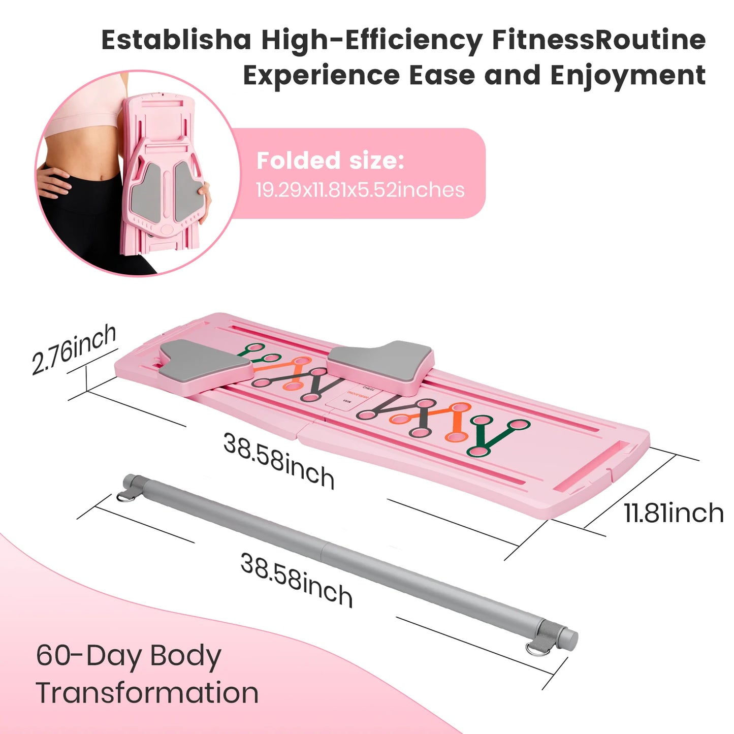 7-in-1 Portable Pilates Board Exercise Foldable Push Up Fitness Equipment Workout