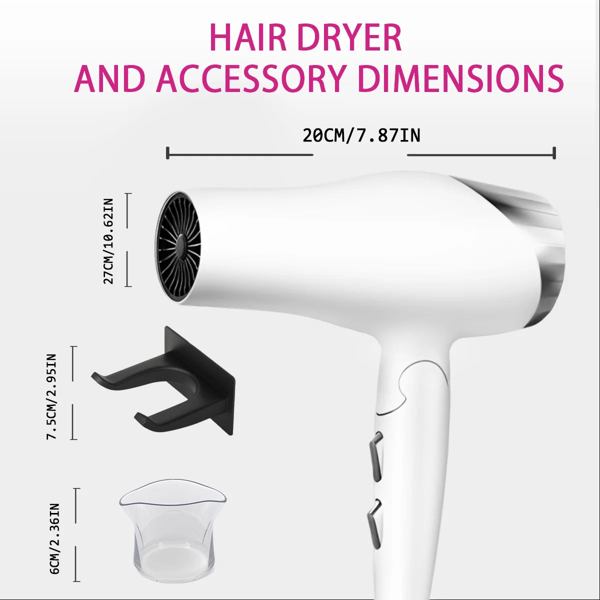 B BEICHEN Foldable Hair Dryer With Diffuser 2 Speeds