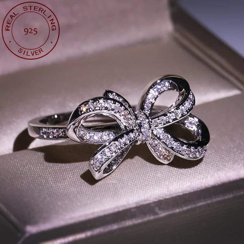 WPOOCC 925 Sterling Silver Bowknot Wedding Ring For Women