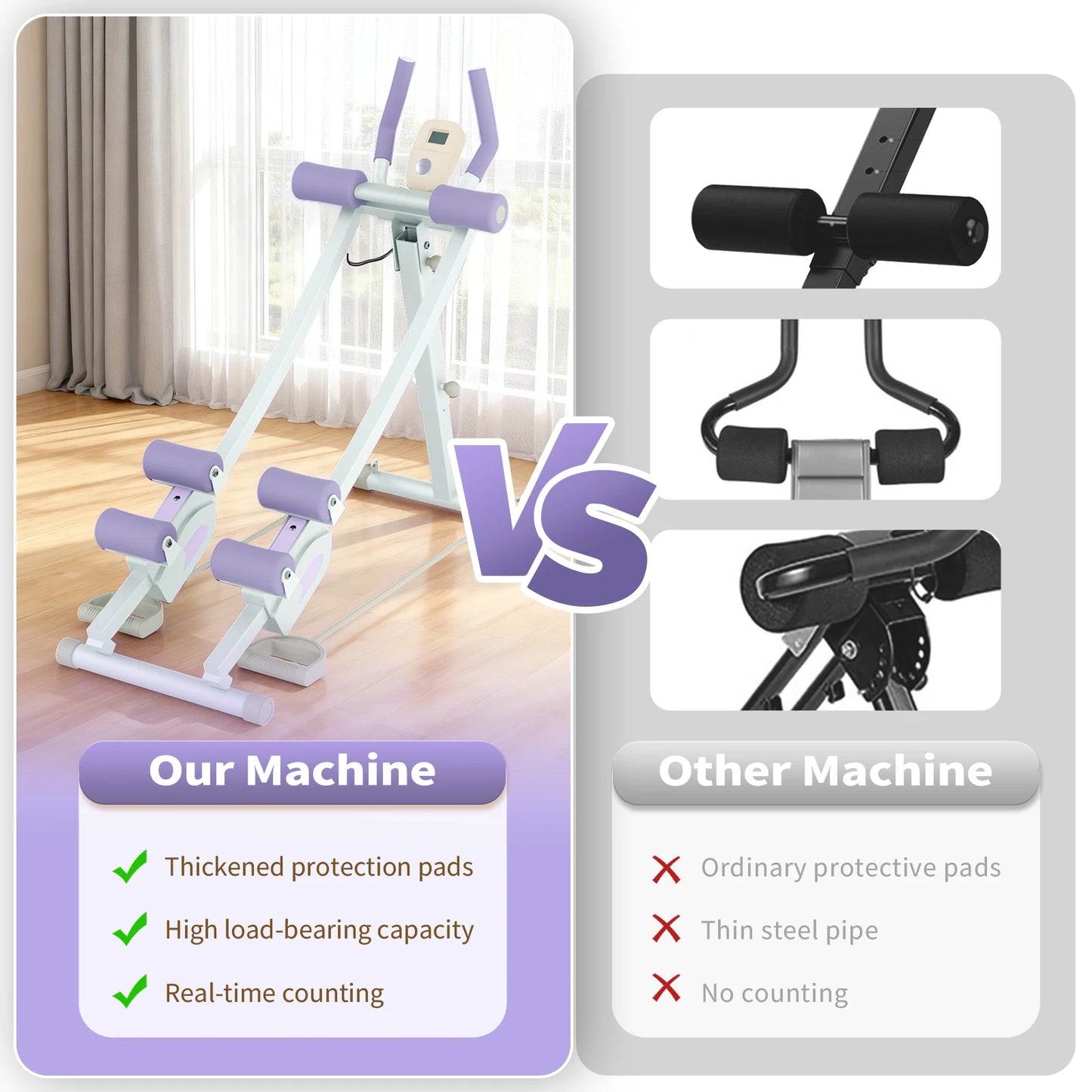 Abdominal Curling Exercise Machine Dual Track Foldable Trainer