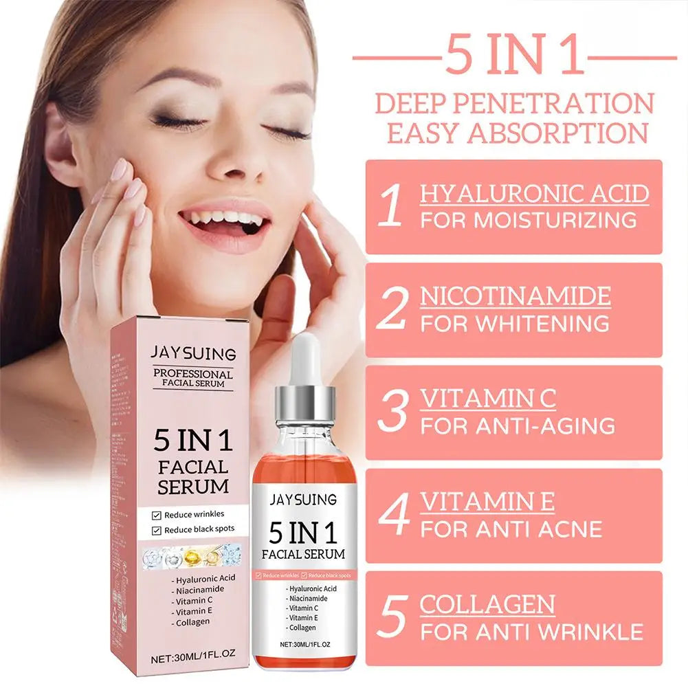 Hyaluronic Acid Face Serum 5 In 1 With Vitamin C For Pore Tightening