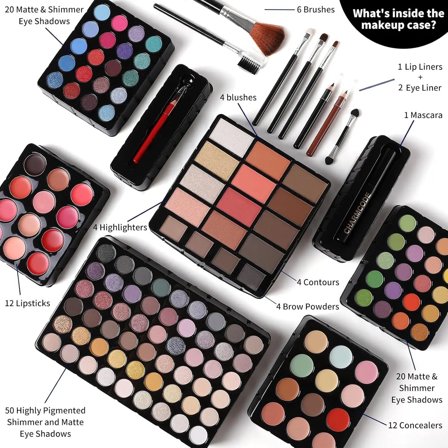 Complete Makeup Kit for Women Eyeshadow Lip Gloss Concealer Brushes