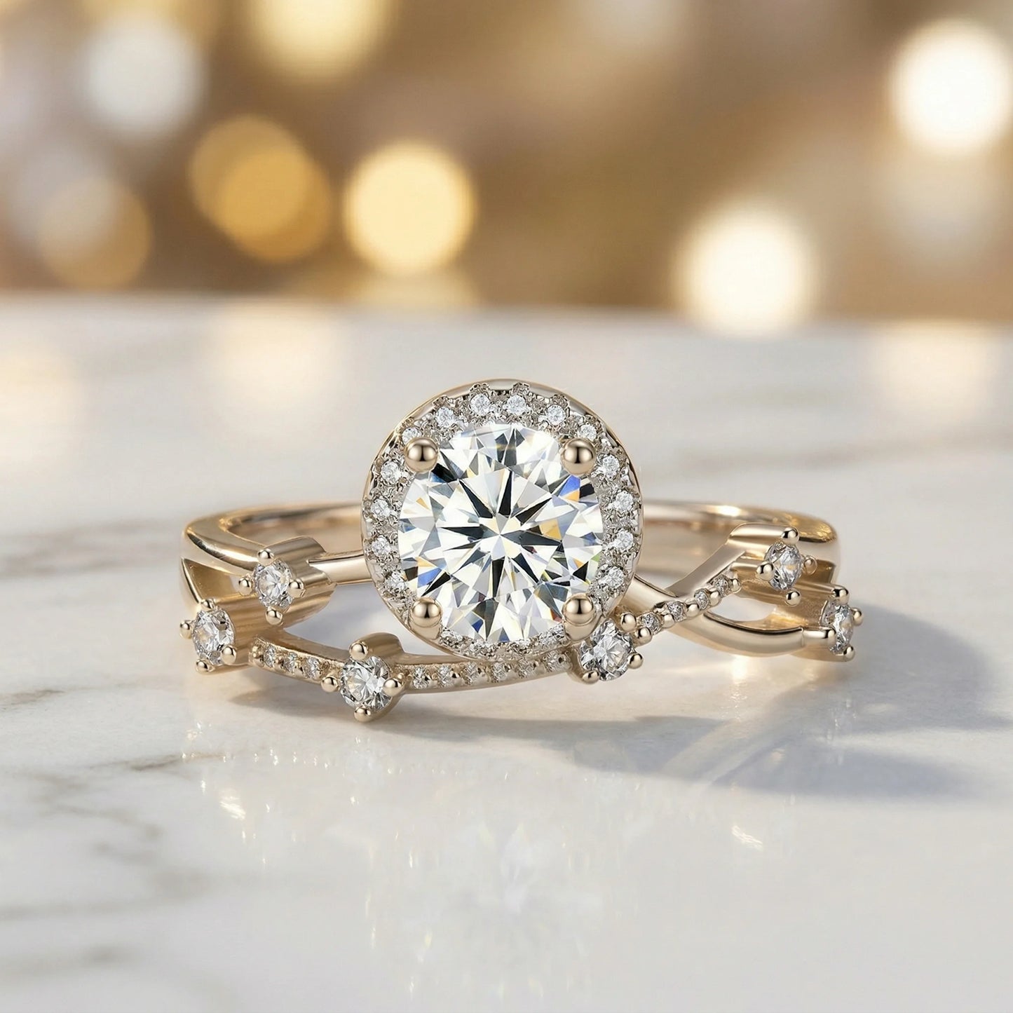 Brilliant Cut Moissanite Engagement Ring In Sterling Silver 925