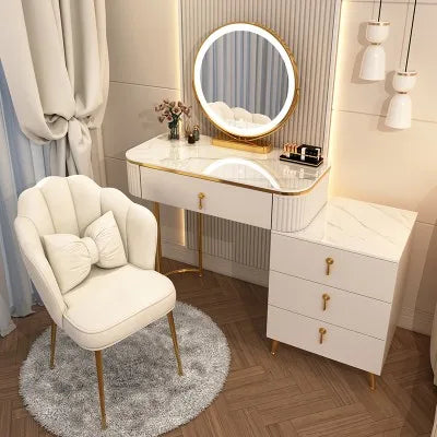 XMSJ French Beauty Vanity Table With LED Light Mirror