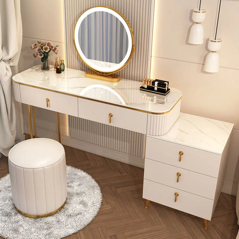XMSJ French Beauty Vanity Table With LED Light Mirror