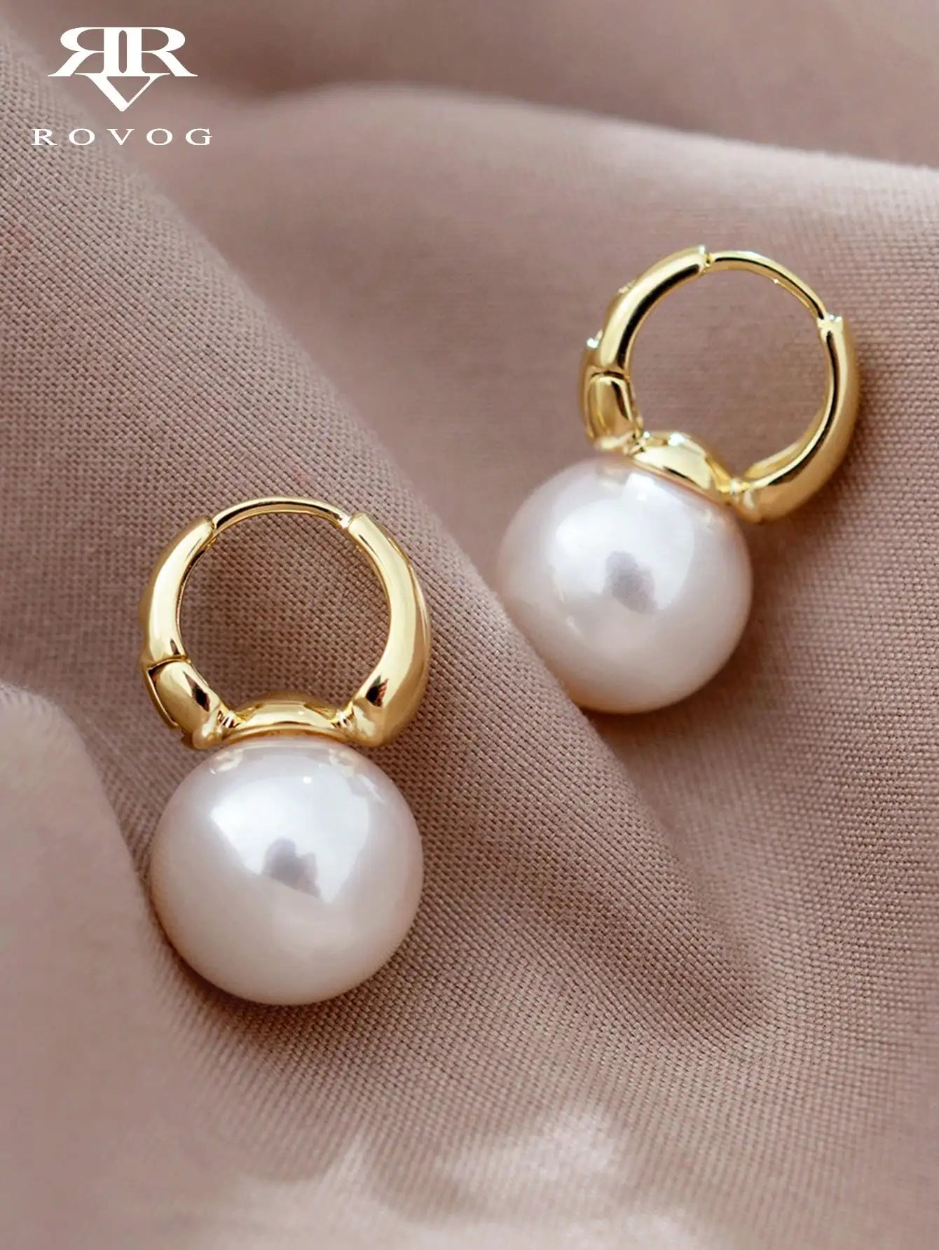 Elegant Faux Pearl Rhinestone Hoop Earrings For Women Copper Alloy