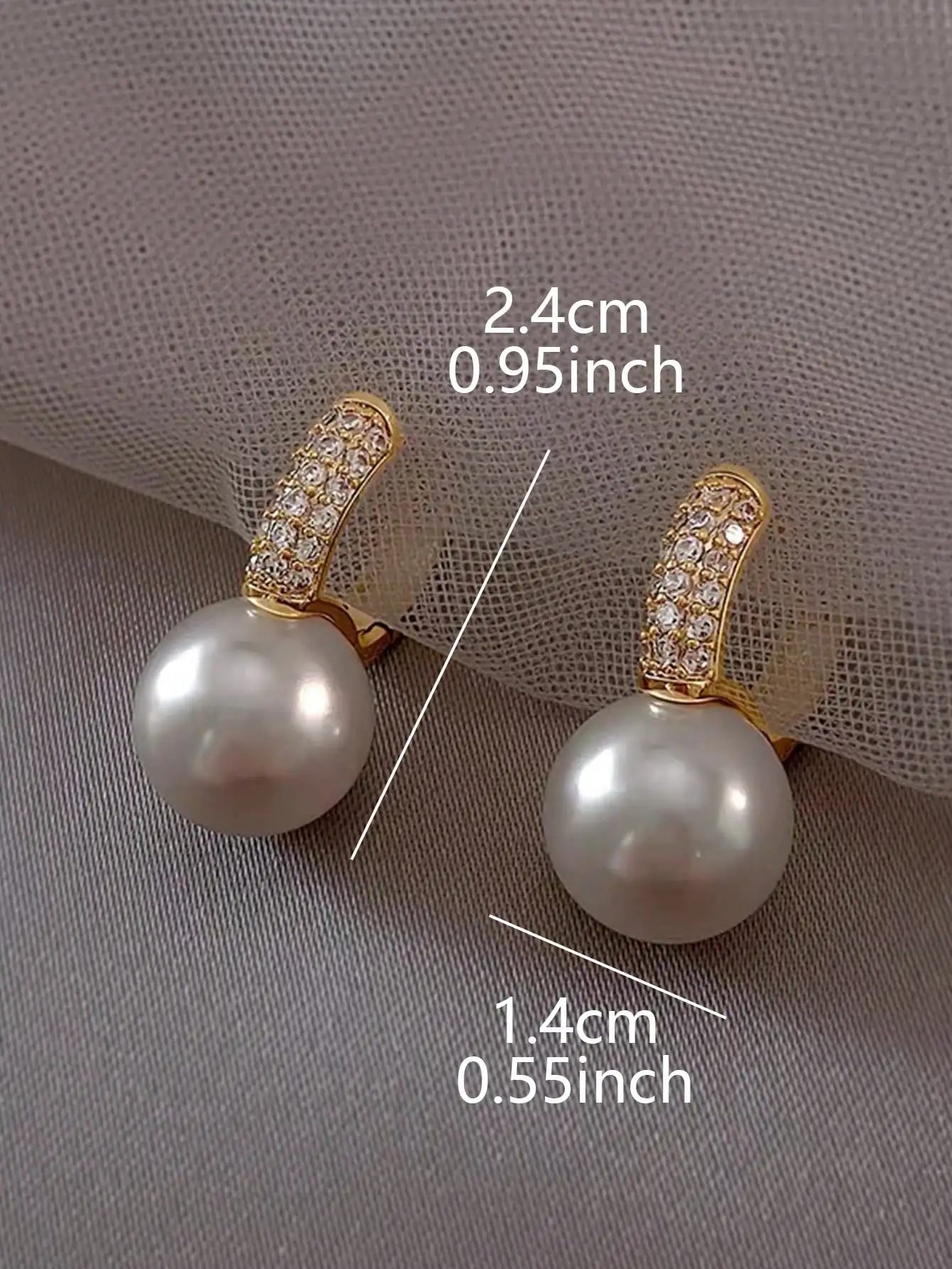 Elegant Faux Pearl Rhinestone Hoop Earrings For Women Copper Alloy