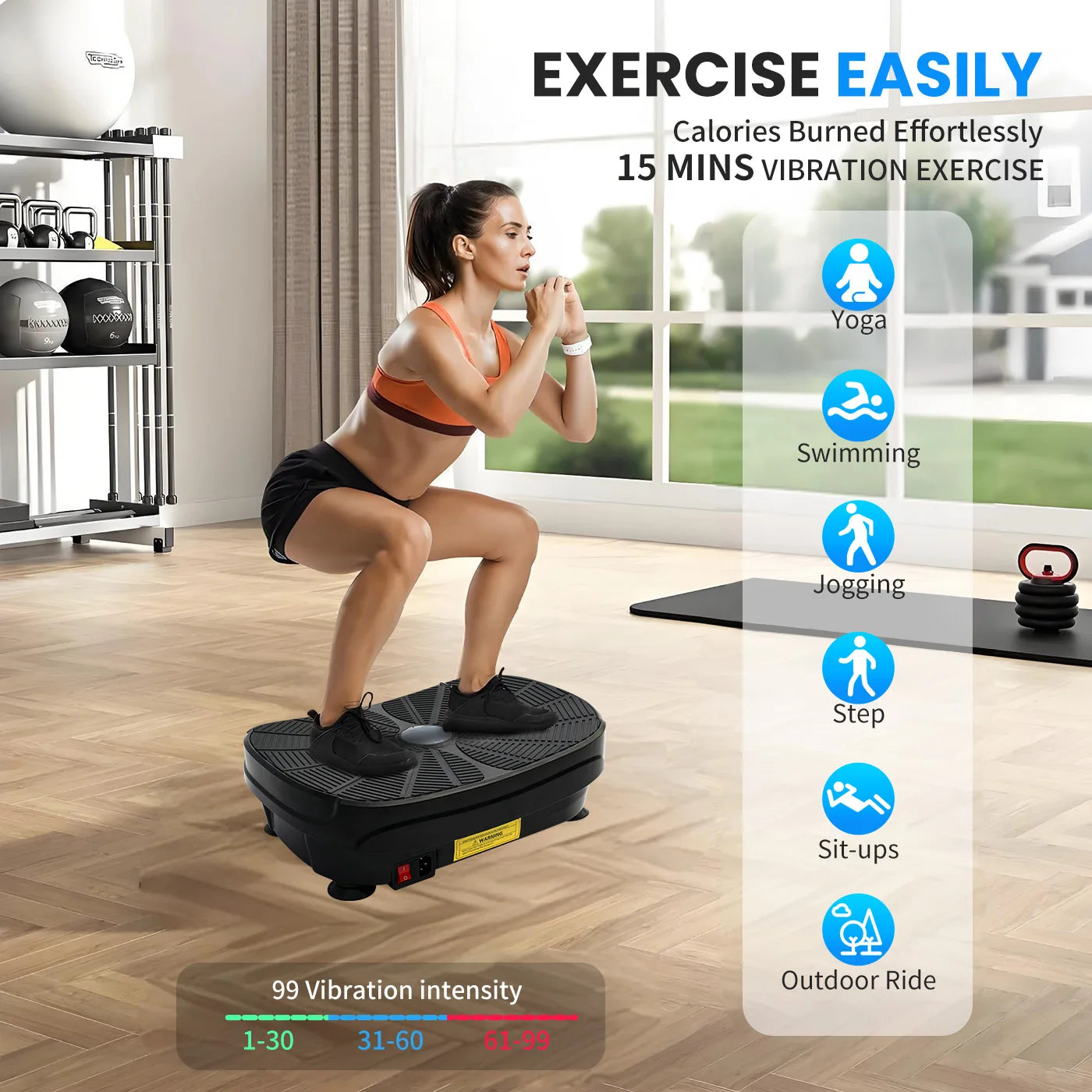 Vibration Plate Exercise Machine Kit With Resistance Bands 9 Presets