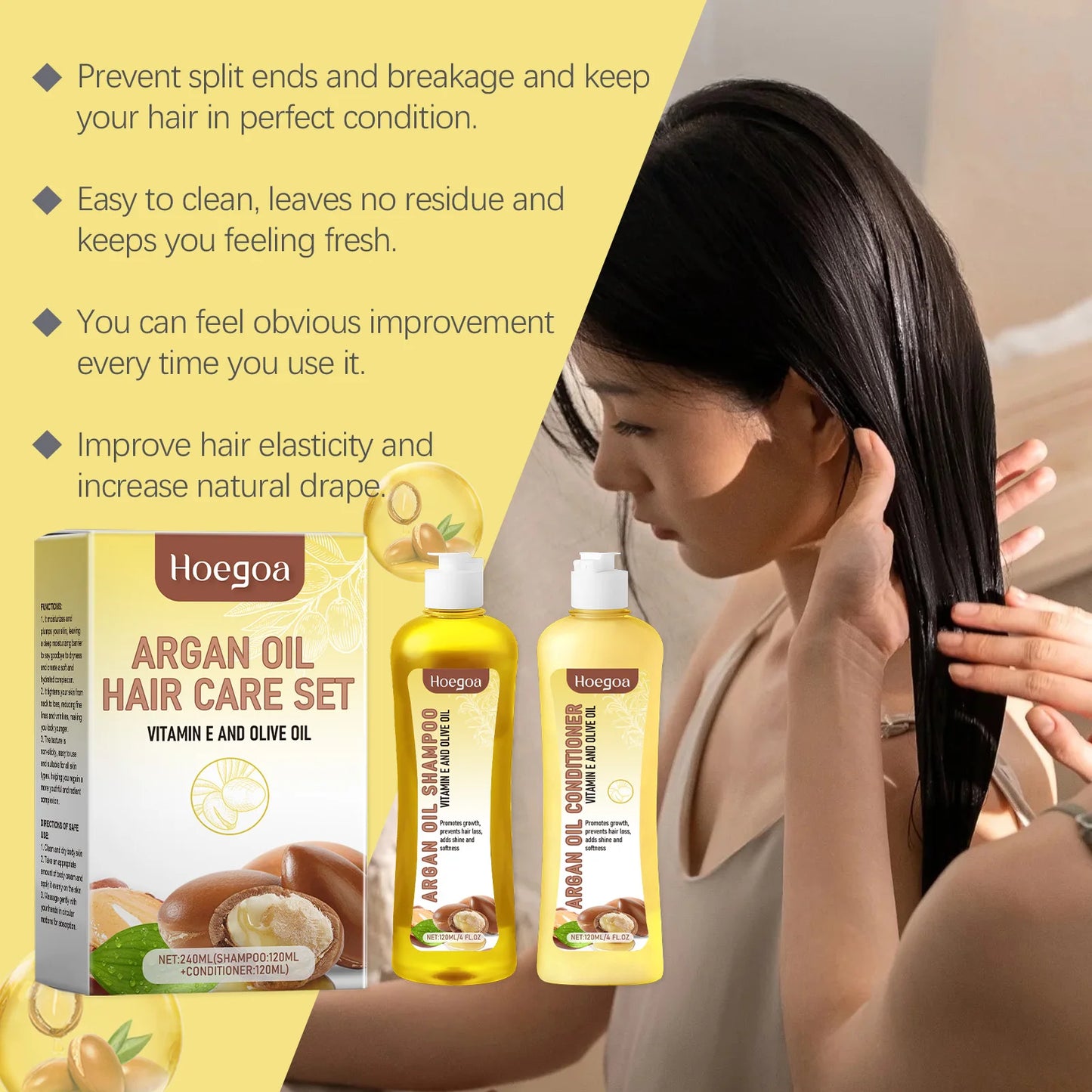 HOEGOA Argan Oil Shampoo And Conditioner Set For Dry Hair