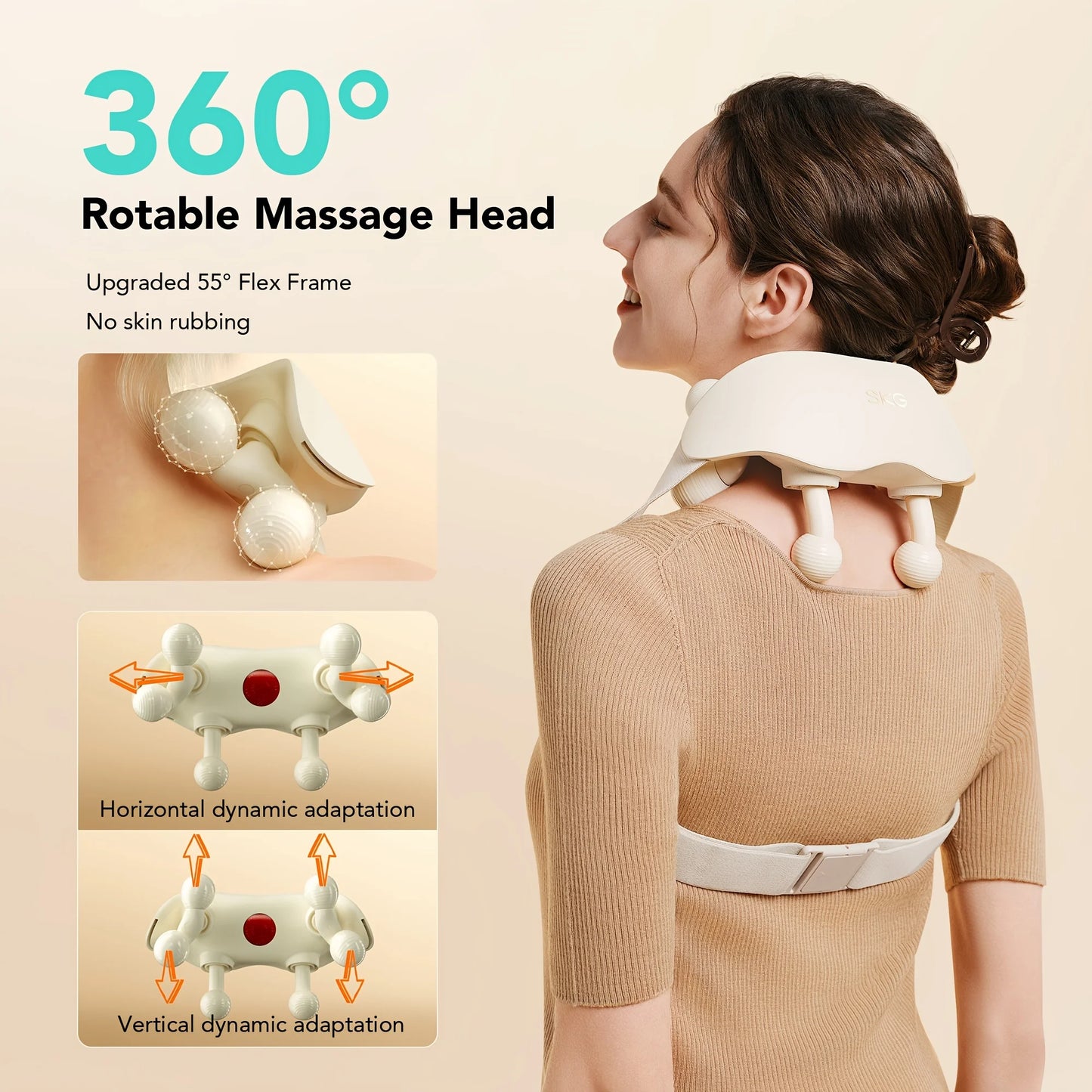 SKG Cordless Neck Massager With Heat 6D Portable Deep Tissue