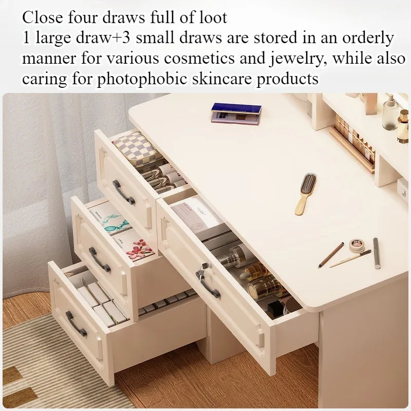 European Minimalist Dressing Table With Integrated Vanity Storage