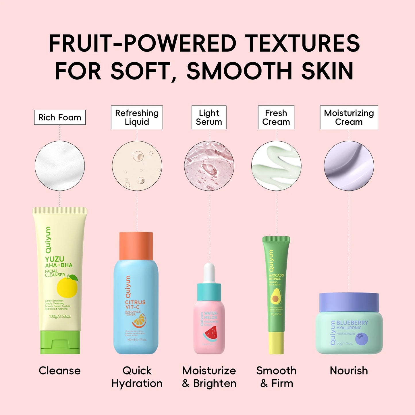QUIYUM Fruit Fresh Collection Skincare Set Brightening Hydration