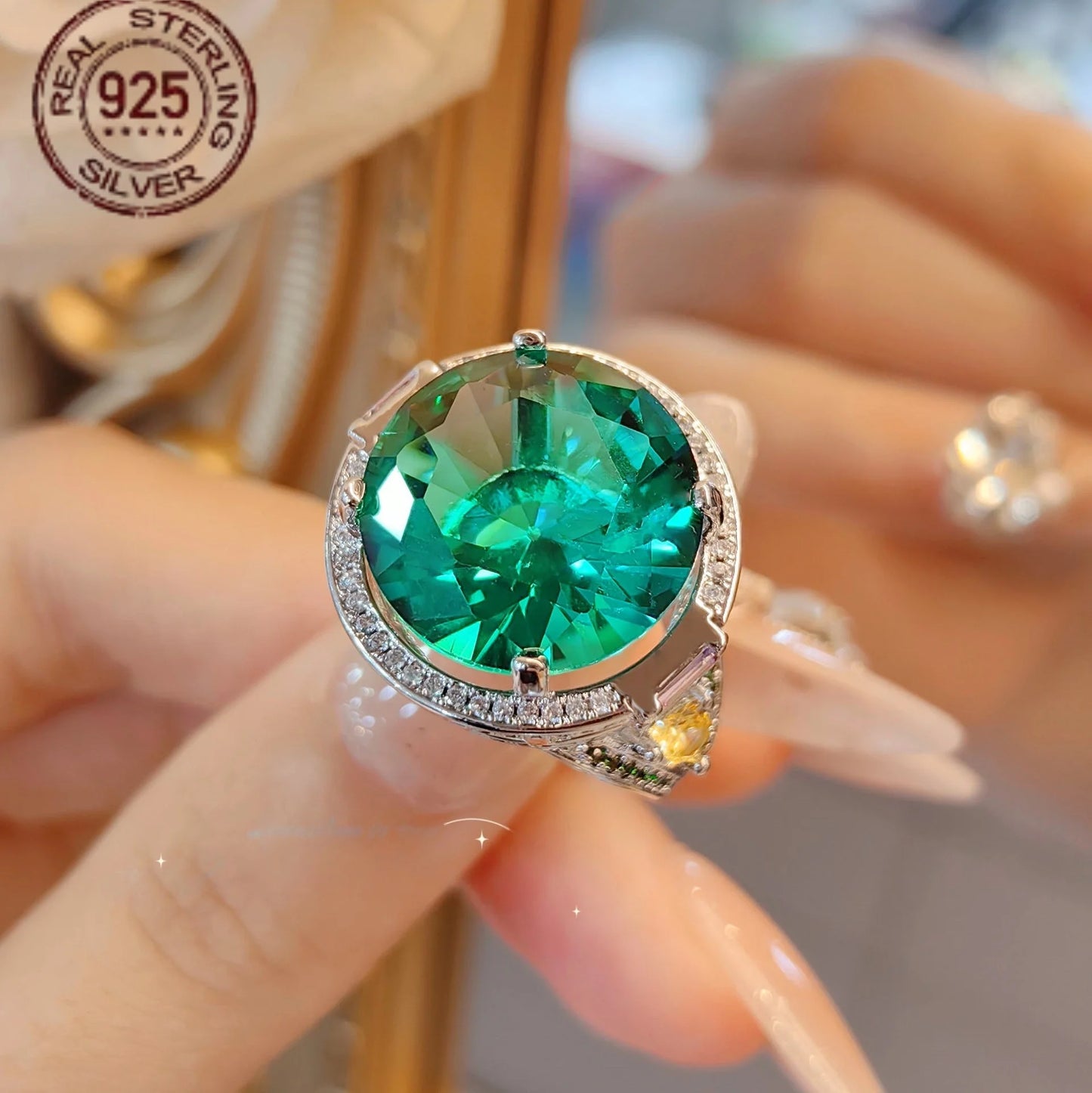 WPOOCC Zircon Round Cut Ring Vintage Style for Women