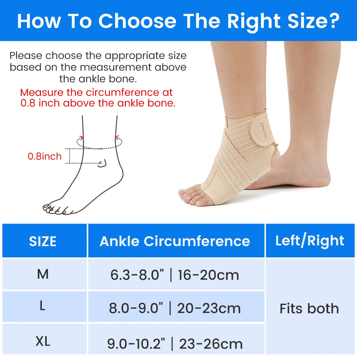 Velpeau Ankle Compression Sleeve for Achilles Tendinitis and Plantar Fasciitis