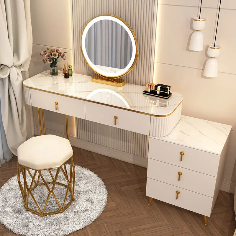 XMSJ French Beauty Vanity Table With LED Light Mirror