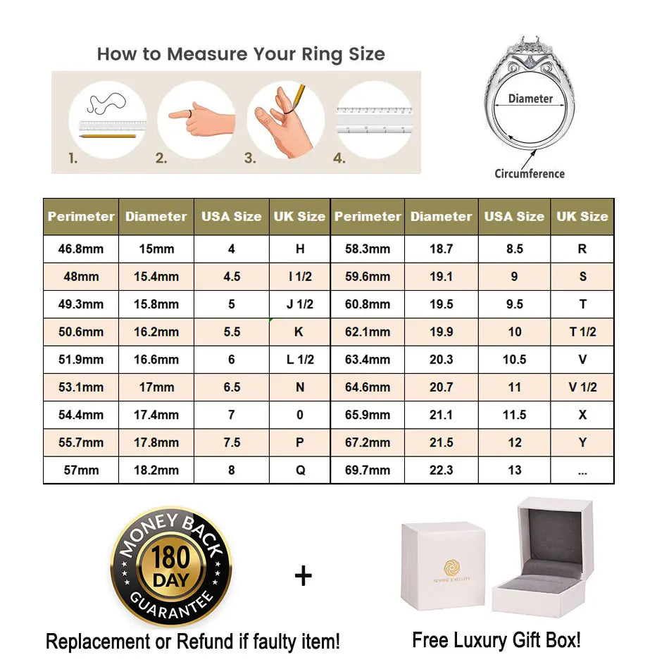 Newshe Zircon Solitaire Engagement Ring For Women Jewelry