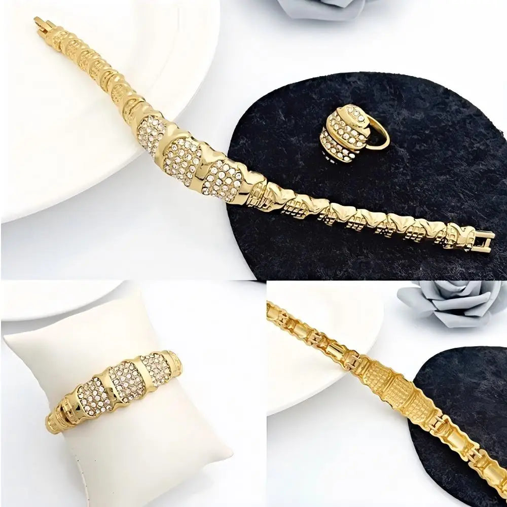 GZJPEI 4-Piece Fashion Jewelry Set 18K Gold Plated