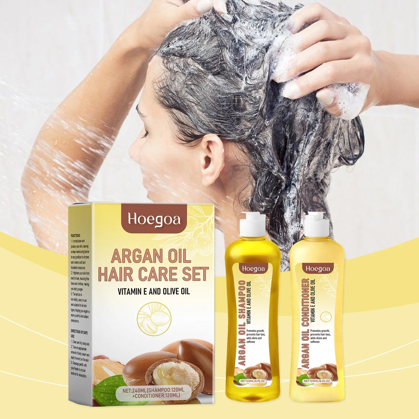 HOEGOA Argan Oil Shampoo And Conditioner Set For Dry Hair