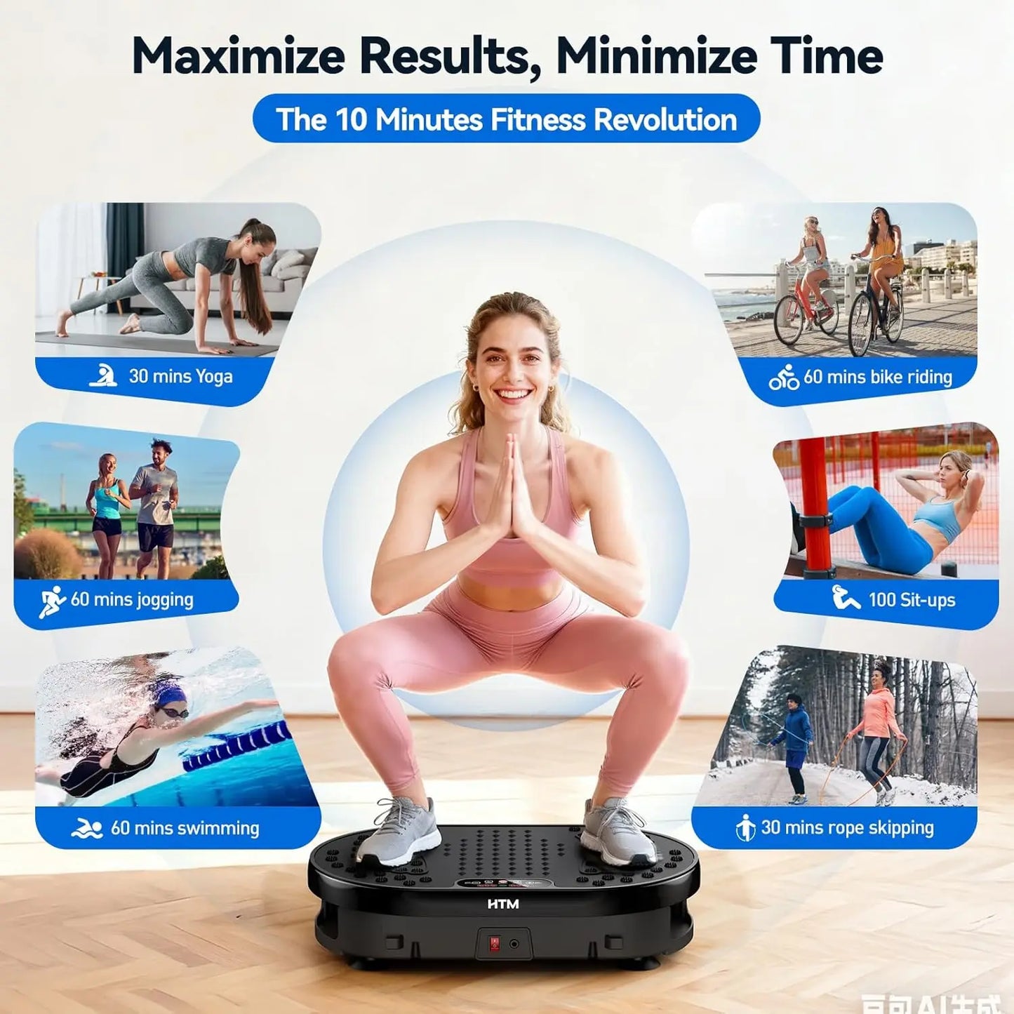 HTMM 120 Levels Vibration Plate 9 Modes Portable Exercise Machine