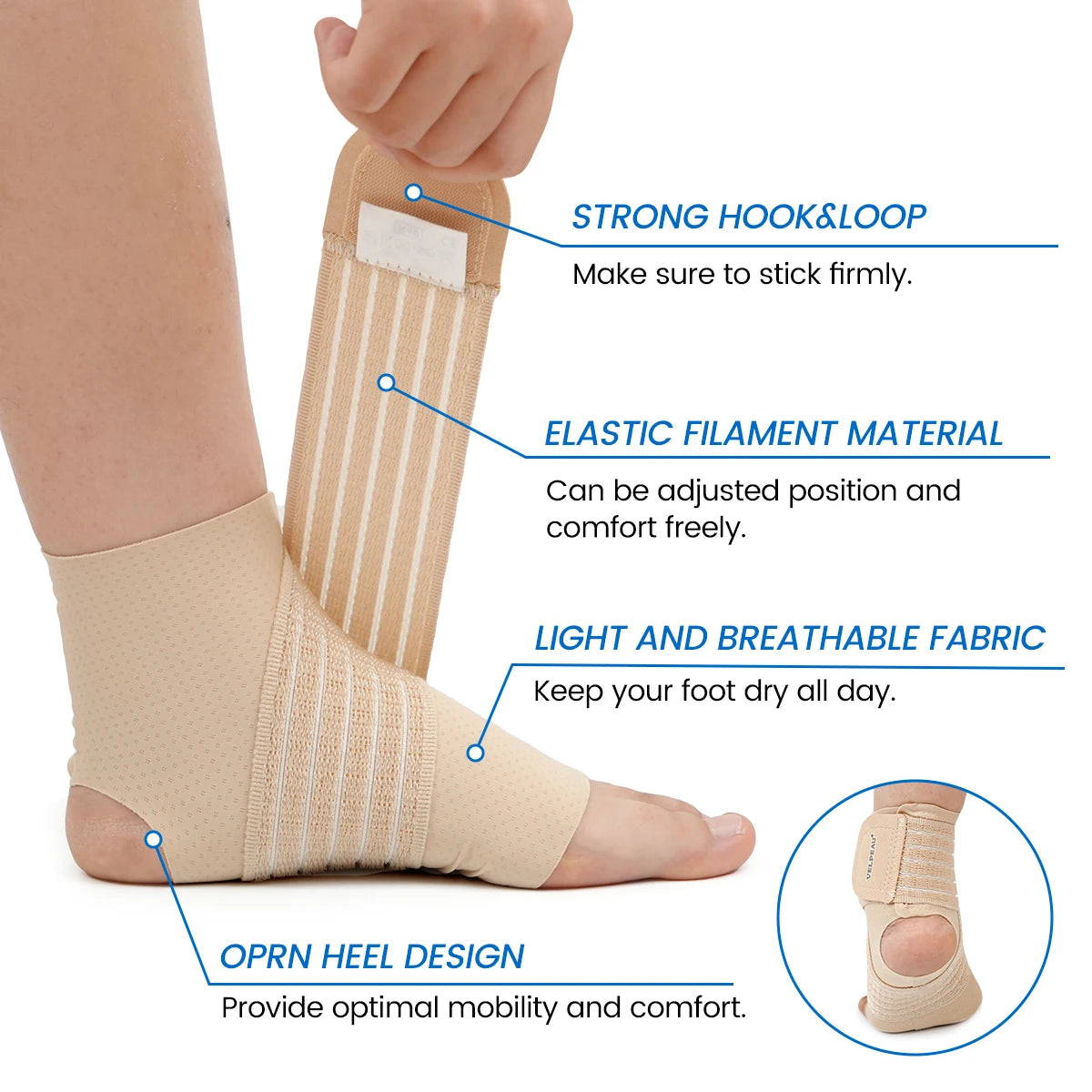 Velpeau Ankle Compression Sleeve for Achilles Tendinitis and Plantar Fasciitis