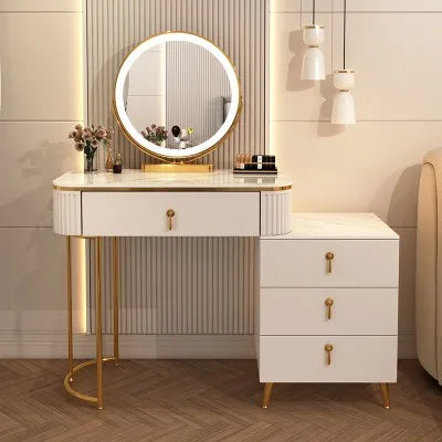 XMSJ French Beauty Vanity Table With LED Light Mirror
