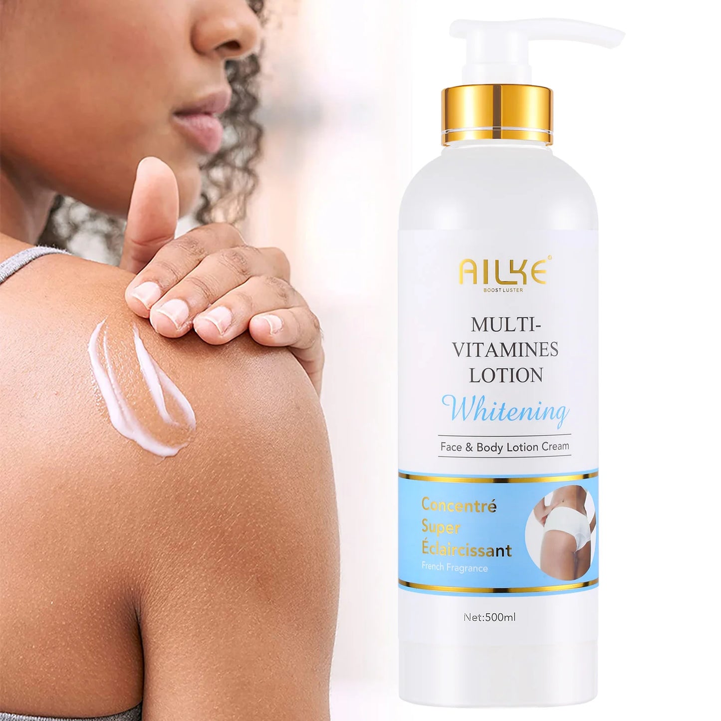 AILKE Multi-Vitamin Body Lotion, Whiten, Brighten, Removes Dark Spots, Moisturizes, Smoothes & antioxidant, for Private Logo