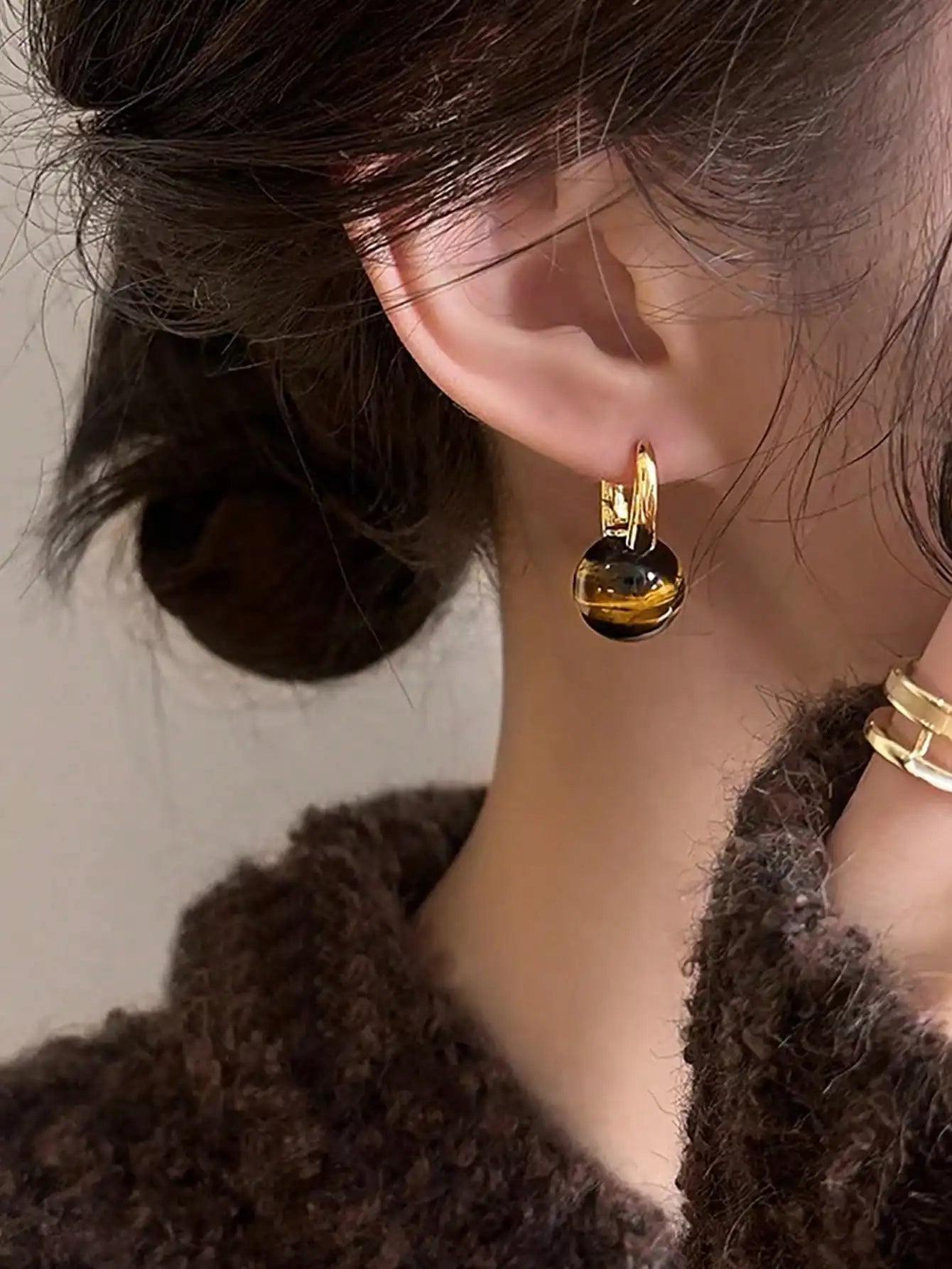Elegant Faux Pearl Rhinestone Hoop Earrings For Women Copper Alloy