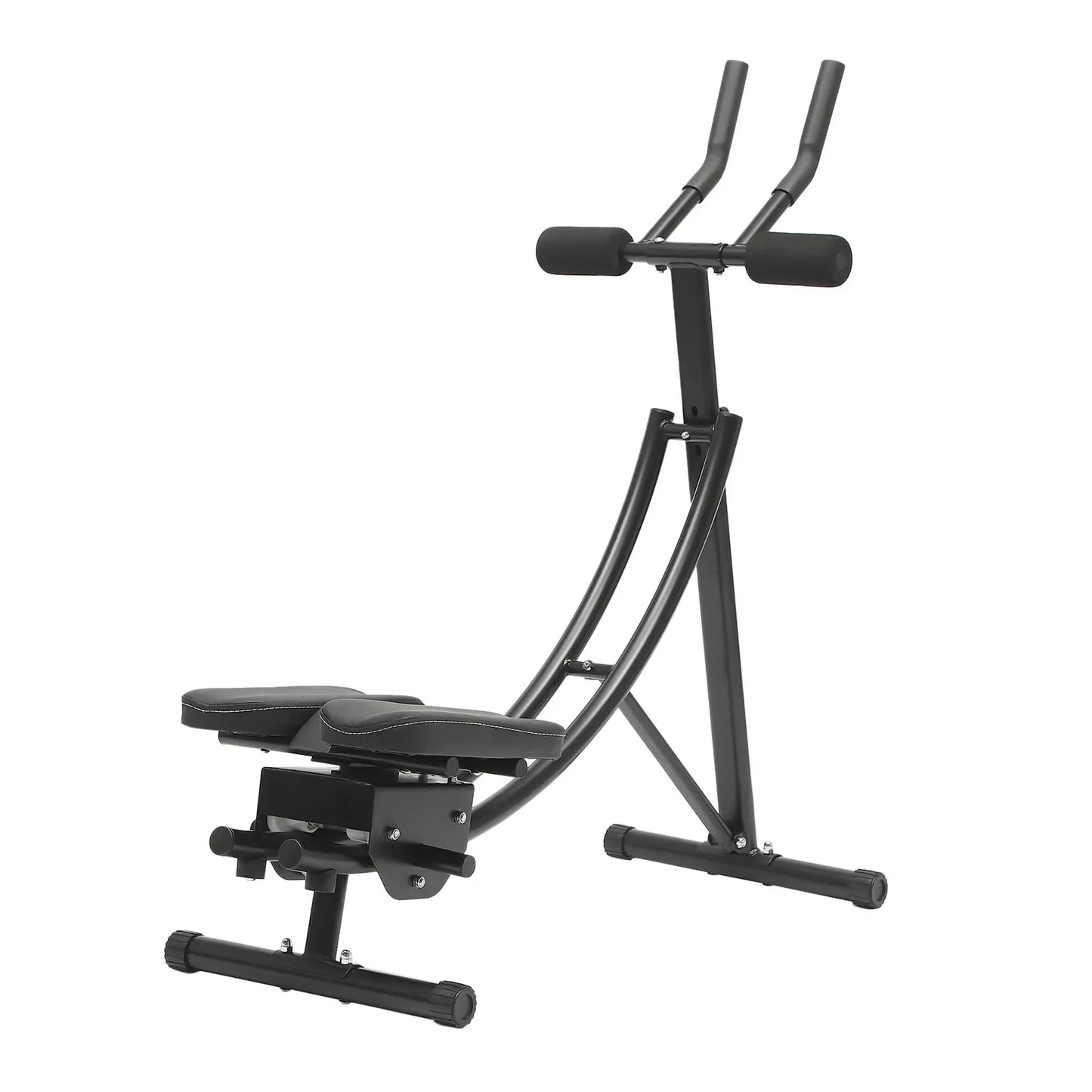 Height Adjustable Abdominal Trainer with LCD Monitor & Six Silent Rollers for Home Gym