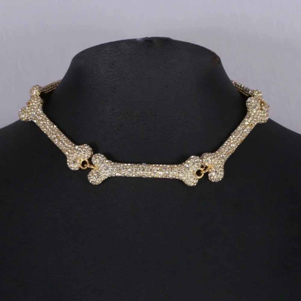 S925 Sterling Silver Faustine Five Section Diamond Bone Necklace