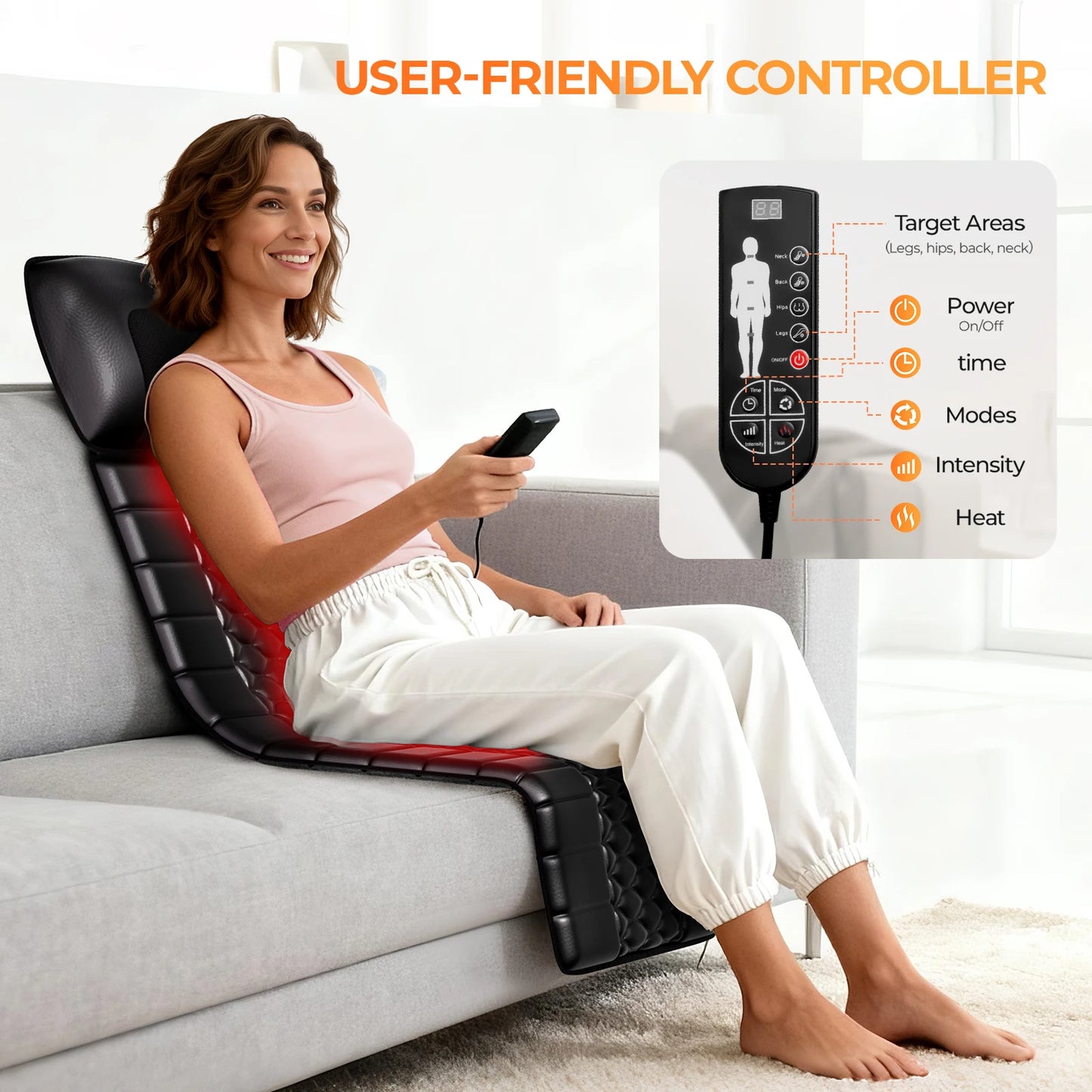 HIMOUTA Shiatsu Full Body Massage Mat With Heat And Motors