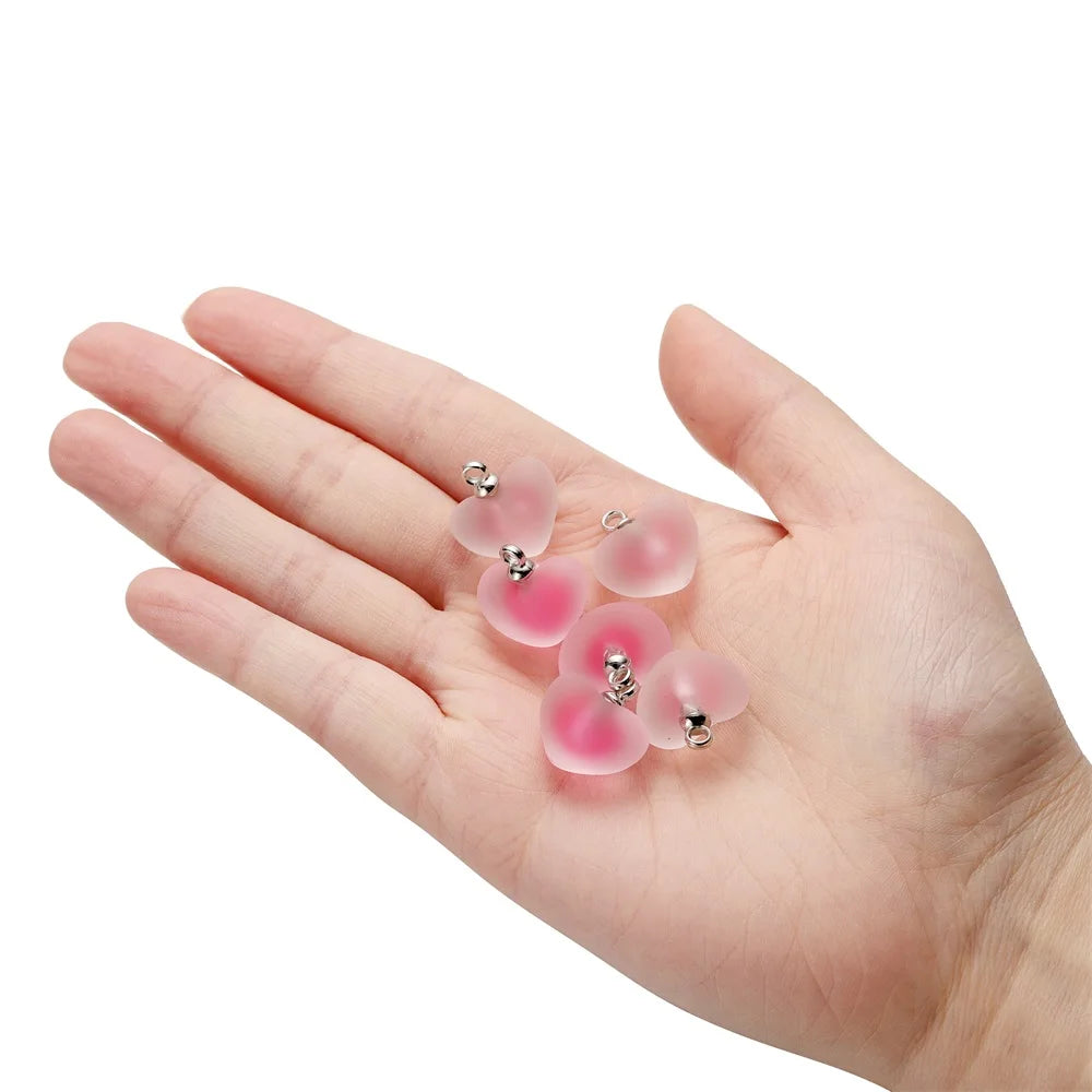 St.kunkka Charms Frosted Heart Charms For Jewelry Making