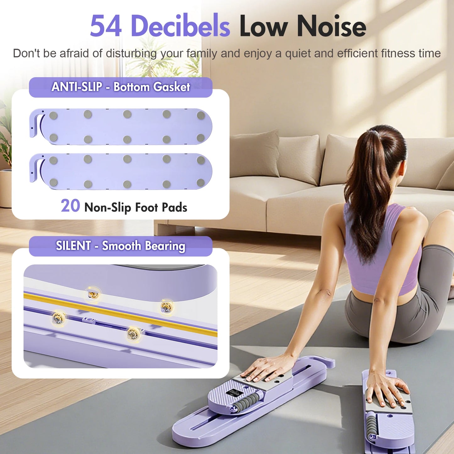 Abdominal Pilates Board Detachable Resistance Bands LCD Display