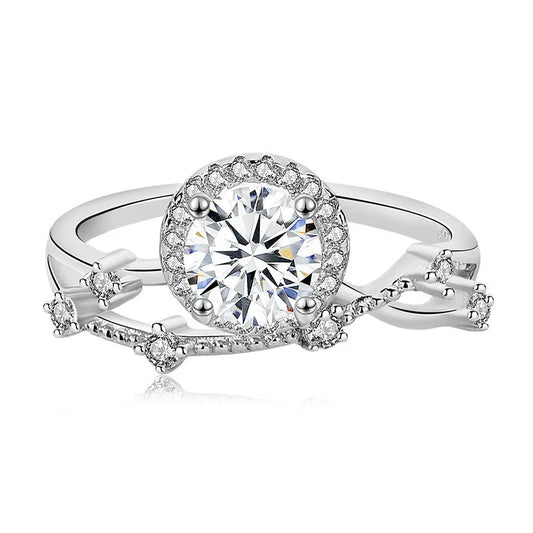 Brilliant Cut Moissanite Engagement Ring In Sterling Silver 925