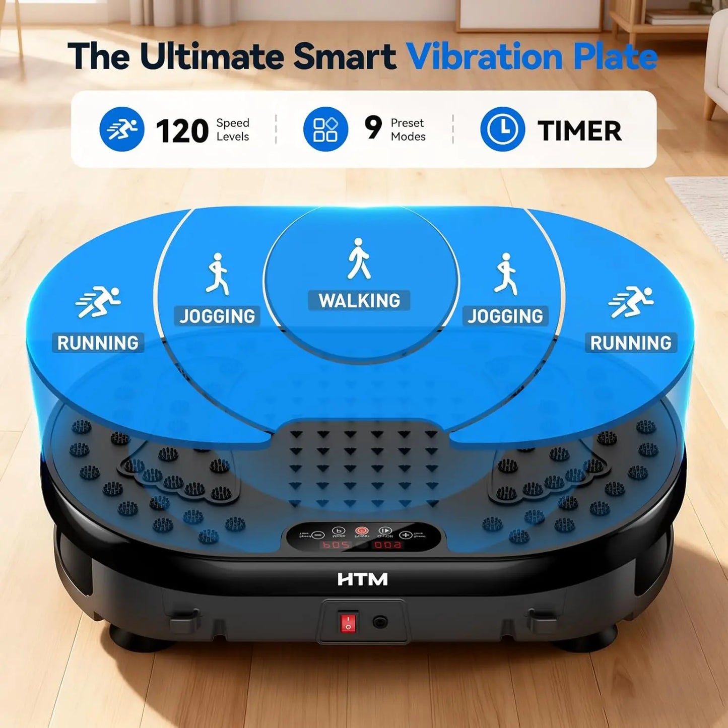 HTMM 120 Levels Vibration Plate 9 Modes Portable Exercise Machine
