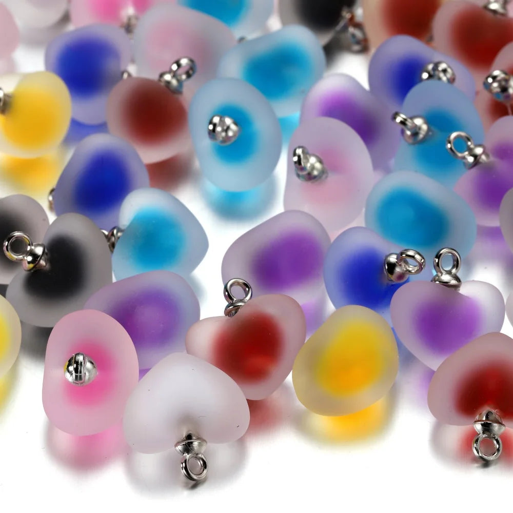 St.kunkka Charms Frosted Heart Charms For Jewelry Making