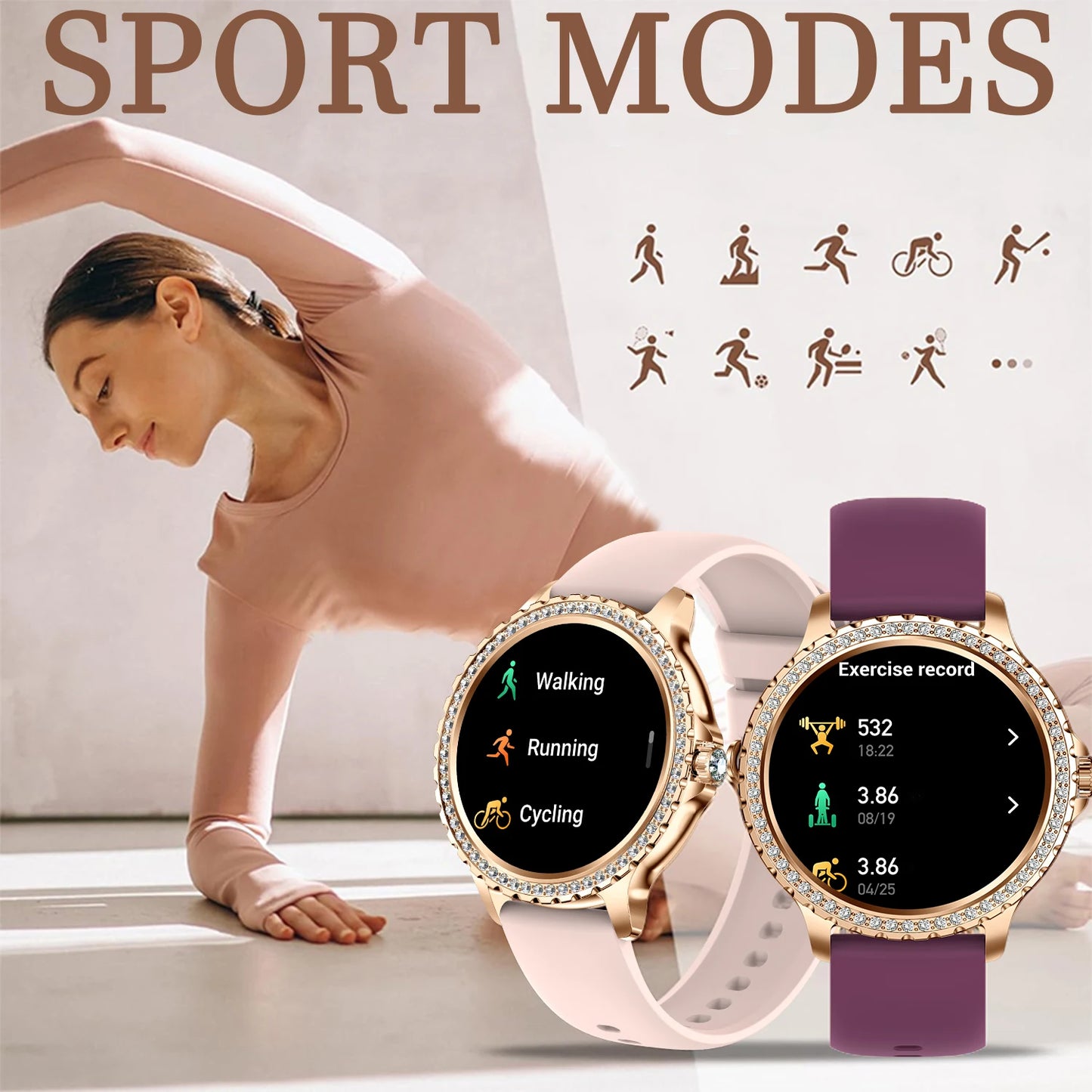 INNOFOVO Smartwatch For Women Touchscreen Fitness Tracker Wireless Calls Music